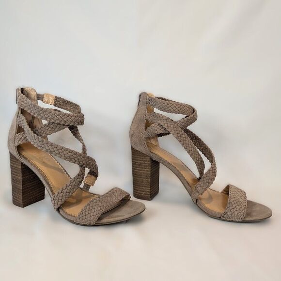 LC Lauren Conrad Adventurine Taupe Block Heel Sandals - Picture 4 of 10
